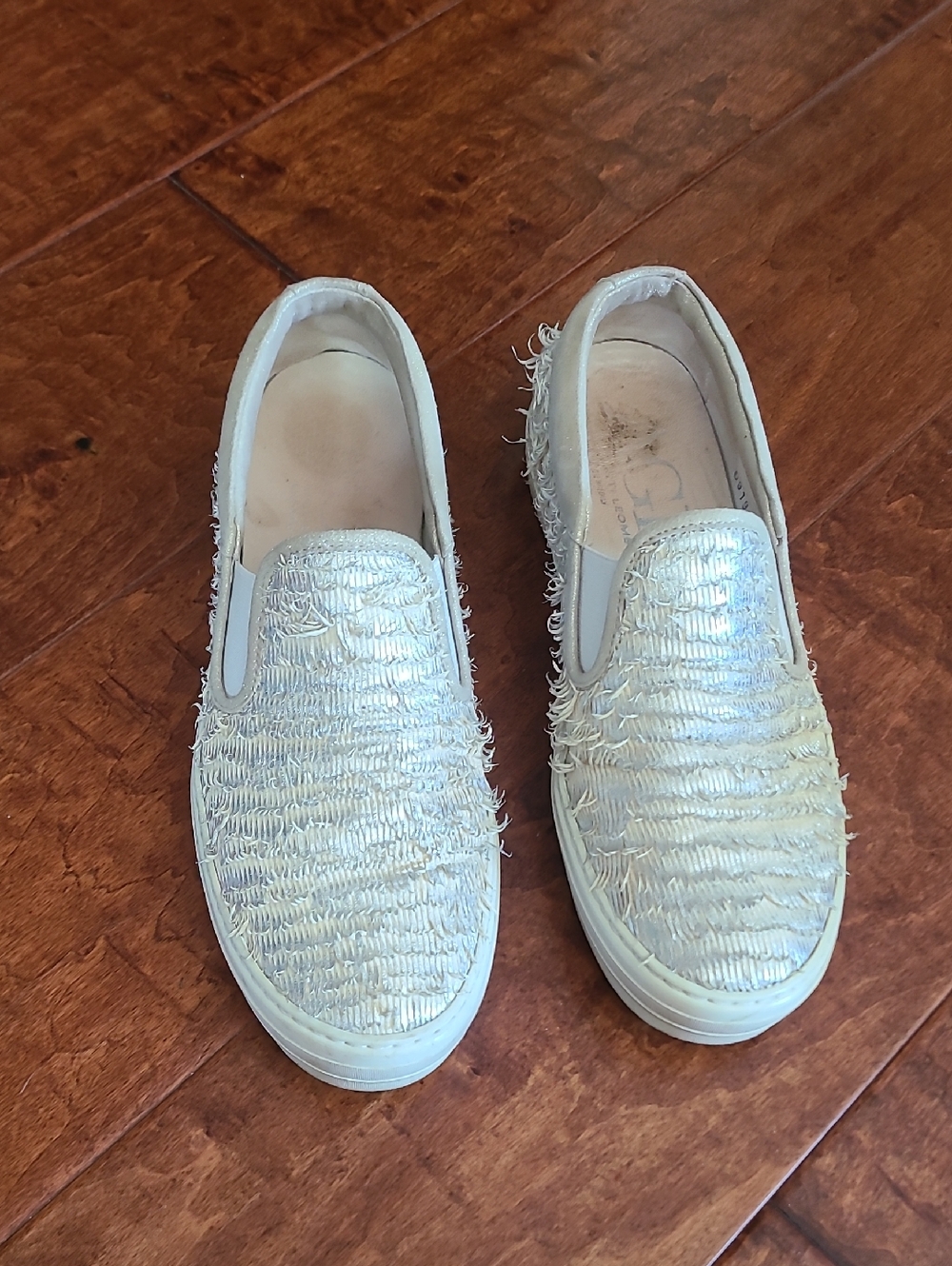 Attilio Giusti Leombruni Leather Slip-On Casual Sneakers in Silver 39.5